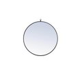 Elegant Decor Metal Frame Round Mirror With Decorative Hook 28 Inch Black Finish MR4054BK